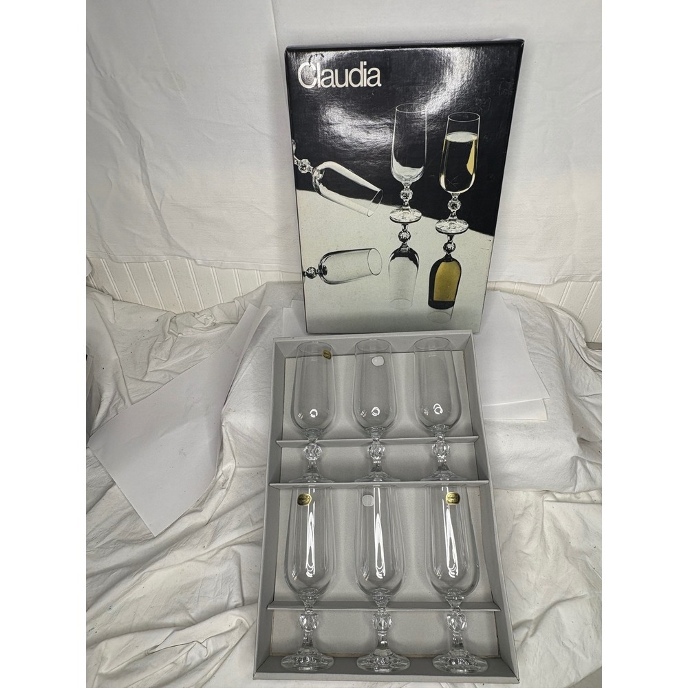 Bohemia Crystal Claudia Champagne Flutes Set of 6 180ml Fine Lead Crystal